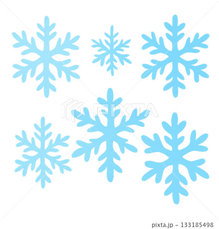 雪の結晶セット 水色のシンプルな冬イラスト 133185498