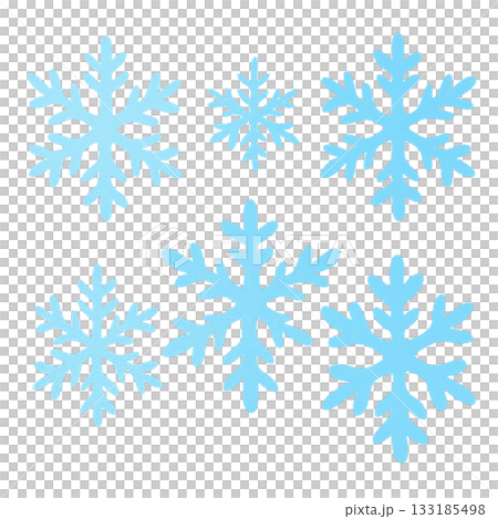 雪の結晶セット 水色のシンプルな冬イラスト 133185498