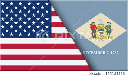 Flags of USA and Delaware. United States and Delaware official flags 133185526