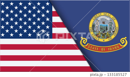 Flags of USA and Idaho. United States and Idaho official flags 133185527