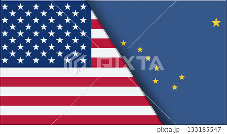 Flags of USA and Alaska. United States and Alaska official flags Flags of USA and Alaska. United States and Alaska official flags 133185547