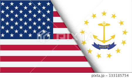 Flags of USA and Rhode Island. United States and Rhode Island official flags 133185754