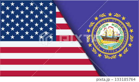 Flags of USA and New Hampshire. United States and New Hampshire official flags 133185764