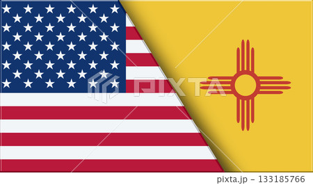 Flags of USA and New Mexico. United States and New Mexico official flags Flags of USA and New Mexico. United States and New Mexico official flags 133185766