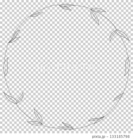 Hand drawn leaf wreath frame Hand drawn leaf wreath frame 133185798
