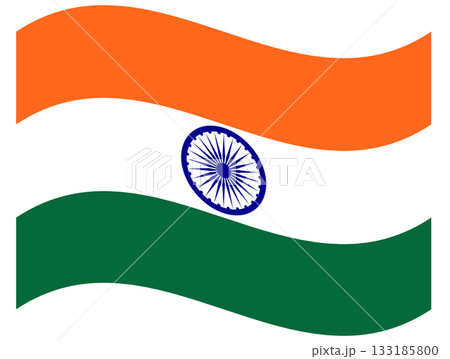 Waving flag of India isolated. Flag of India emoji symbol, wave banner. Waving flag of India isolated. Flag of India emoji symbol, wave banner. 133185800