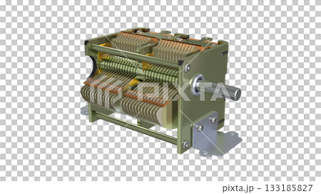 Retro Electronic Components Series (Air Variable Capacitor) PNG image of tuning components from the vacuum tube radio era 133185827