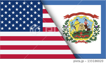 Flags of Alabama and West Virginia. Alabama and West Virginia official flags 133186020