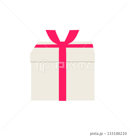 ピンクのリボンがかかったプレゼントボックスのイラスト ピンクのリボンがかかったプレゼントボックスのイラスト 133186210