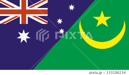 Flag of Australia and Mauritania. Two Flags Together Australian and Mauritanian 133186234