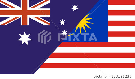 Flag of Australia and Malaysia. Two Flags Together Australian and Malaysian Flag of Australia and Malaysia. Two Flags Together Australian and Malaysian 133186239