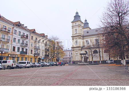 City panorama top view. Wonderful architecture of Ivano-Frankivsk City panorama top view. Wonderful architecture of Ivano-Frankivsk 133186366