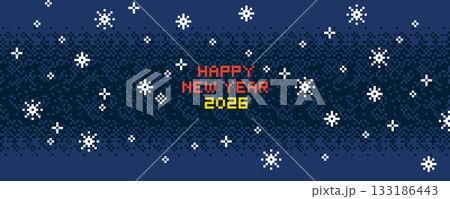 Pixel Happy New Year Banner 133186443