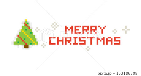 Pixel Merry Christmas Tree Banner Pixel Merry Christmas Tree Banner 133186509