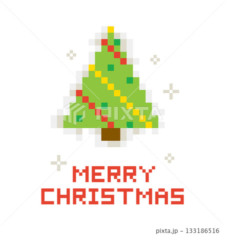 Pixel Merry Christmas Tree Concept Pixel Merry Christmas Tree Concept 133186516