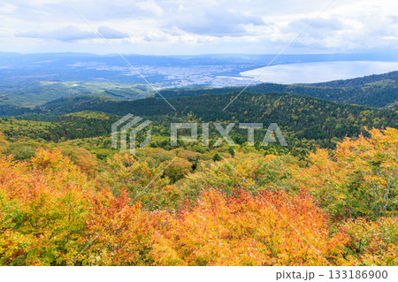 秋の釜臥山から見た景色　青森県むつ市 133186900