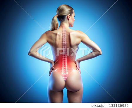 腰痛に悩む女性のヘルスケアイメージ 腰痛に悩む女性のヘルスケアイメージ 133186923