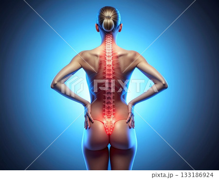 腰痛に悩む女性のヘルスケアイメージ 133186924