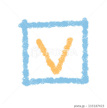 Yellow check box icon in chalk crayon style. Blue box with yellow tick forms a check element and symbol. Checkbox and as a hand drawn icon, unique for modern design, poster, or label uses. Yellow check box icon in chalk crayon style. Blue box with yellow tick forms a check element and symbol. Checkbox and as a hand drawn icon, unique for modern design, poster, or label uses. 133187415