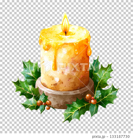 透明背景(png)に火を灯したクリスマスキャンドルのイラスト 透明背景(png)に火を灯したクリスマスキャンドルのイラスト 133187730