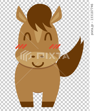 Illustration of a smiling horse facing forward. Vector illustration on a white background. Illustration of a smiling horse facing forward. Vector illustration on a white background. 133187746