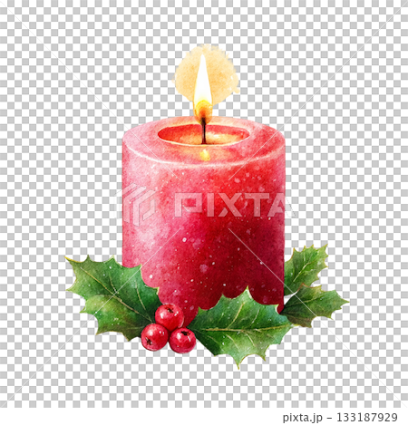 透明背景上的紅色聖誕蠟燭插圖（png格式） 133187929