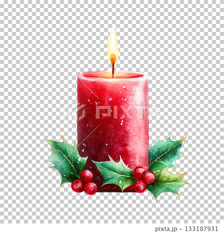 透明背景上的紅色聖誕蠟燭插圖（png格式） 133187931
