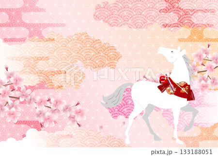 午　年賀状　干支　背景 133188051