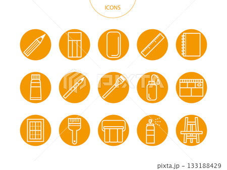 画材道具 アイコン ピクトグラム ベクター イラスト セット 画材道具 アイコン ピクトグラム ベクター イラスト セット 133188429