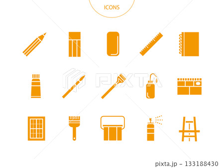 画材道具 アイコン ピクトグラム ベクター イラスト セット 画材道具 アイコン ピクトグラム ベクター イラスト セット 133188430