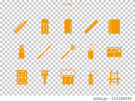 画材道具 アイコン ピクトグラム ベクター イラスト セット 画材道具 アイコン ピクトグラム ベクター イラスト セット 133188430