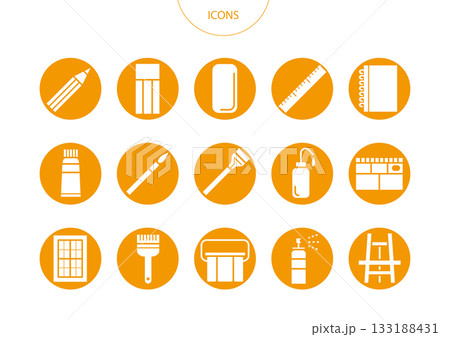 画材道具 アイコン ピクトグラム ベクター イラスト セット 画材道具 アイコン ピクトグラム ベクター イラスト セット 133188431