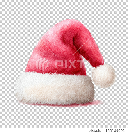 Illustration of Santa Claus' red hat on a transparent background (png) 133189002