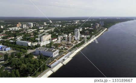 Nizhny novgorod cityscape embracing the volga river on a clear summer day. Clip 133189667