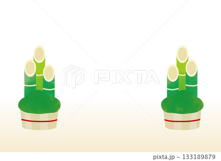 水彩テクスチャの門松のシンプル年賀状素材 水彩テクスチャの門松のシンプル年賀状素材 133189879