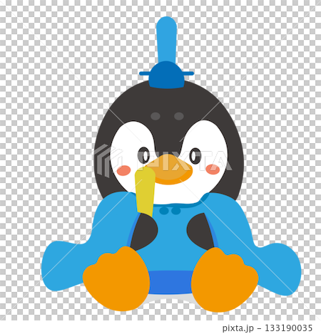 雛人形の男雛の格好をしているペンギンのイラスト 133190035