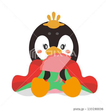 雛人形の女雛の格好をしているペンギンのイラスト 雛人形の女雛の格好をしているペンギンのイラスト 133190036