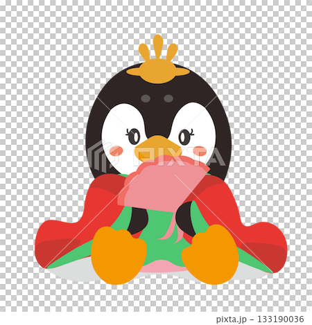 雛人形の女雛の格好をしているペンギンのイラスト 雛人形の女雛の格好をしているペンギンのイラスト 133190036