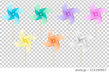 Pastel colored pinwheel illustration set 133190407