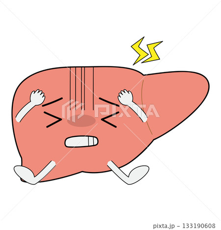 肝臓キャラクター　不調で苦しむ 133190608