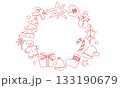クリスマスリース オーナメントの線画イラスト 133190679