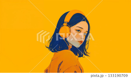 音楽を聴く女性 133190709