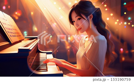 ピアノを弾く女性 133190759