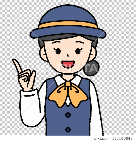 バスガイドの女性が案内をしている 133190848