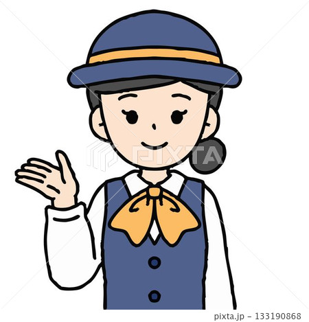 バスガイドの女性が案内をしている バスガイドの女性が案内をしている 133190868