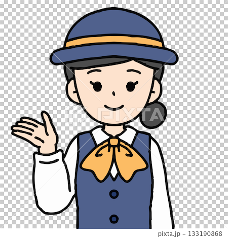 バスガイドの女性が案内をしている バスガイドの女性が案内をしている 133190868