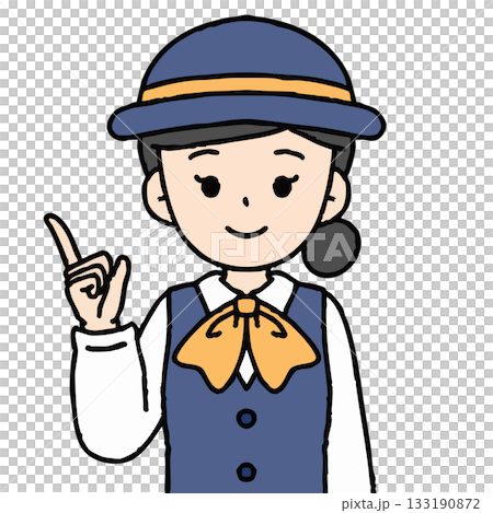 バスガイドの女性が案内をしている 133190872