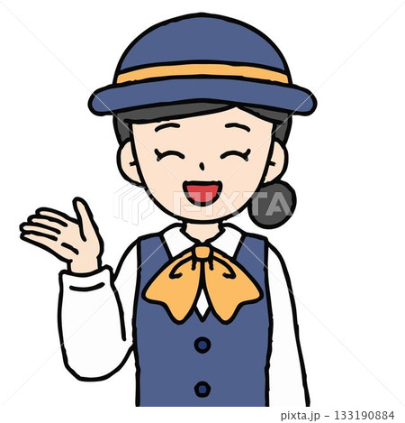 バスガイドの女性が案内をしている 133190884