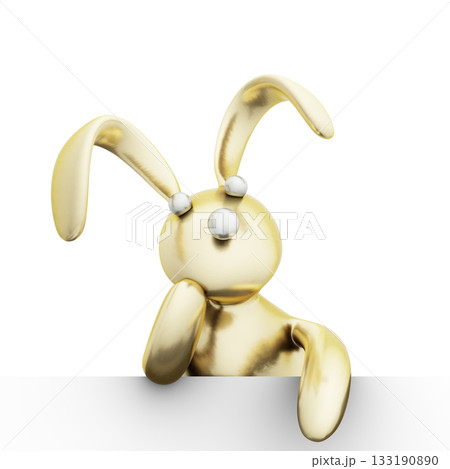 Golden Bunny Rabbit with Silver Eyes Cute, Charming and Funny Toy. 3D Illustration. File with Clipping Path. Golden Bunny Rabbit with Silver Eyes Cute, Charming and Funny Toy. 3D Illustration. File with Clipping Path. 133190890