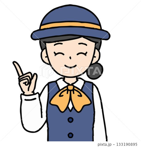 バスガイドの女性が案内をしている 133190895